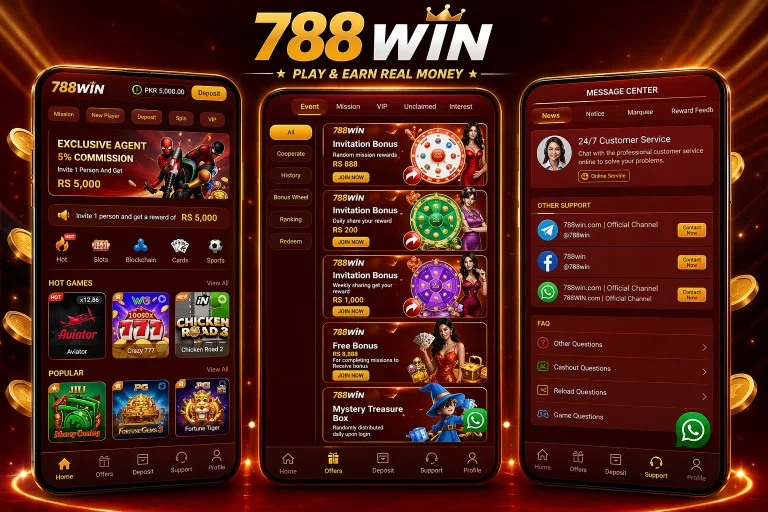788win Game app interface dashboard earning app Pakistan real money games