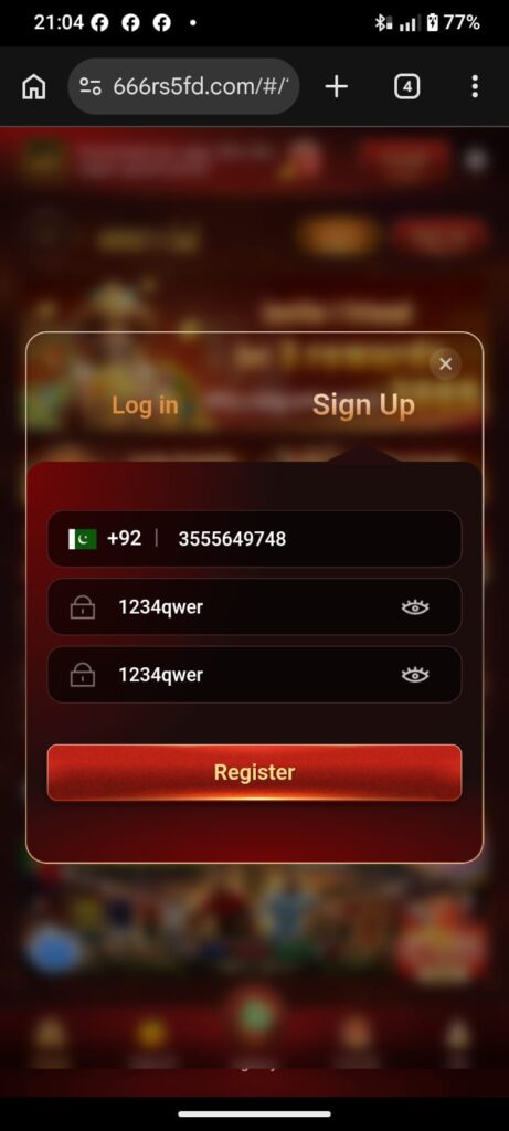 Register on 666RS Game
