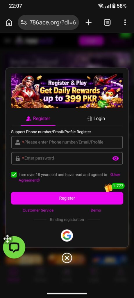 786Ace Game Create Your Account in Minutes